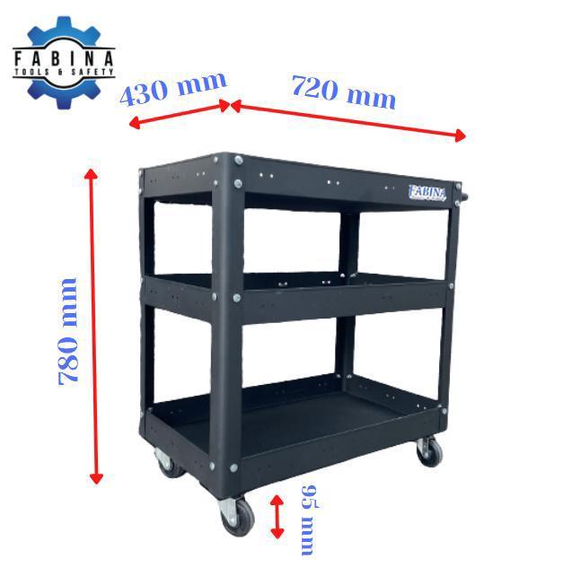 Kệ thép di động 3 tầng màu đen FABINA