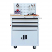 Tủ dụng cụ 3 hộc kéo 2 ngăn chứa màu trắng kèm vách lưới Fabina