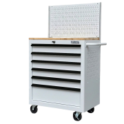 Tủ dụng cụ 6 hộc kéo màu trắng nhám kèm vách lưới Fabina