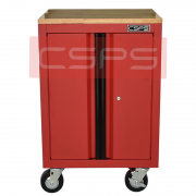 CSPS tool cabinet 61cm - 01 black drawer with wheels and wooden top (white handle)