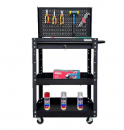 Xe đẩy cao 980mm 01 hộc kéo kèm vách lưới màu đen FABINA