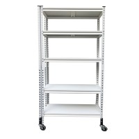 CSPS white multi-function 5-tier wheeled shelf 76cm