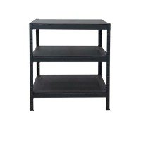 3-tier low shelf with 81cm black steel plate FABINA