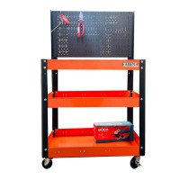 Kệ thép di động vách lưới 72cm màu cam vách lưới đen FABINA