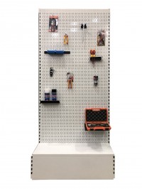 Dedicated tool shelf with white accessories