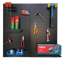 Tấm lưới đôi pegboard treo dọc màu đen kèm phụ kiện treo (2 tấm dọc)