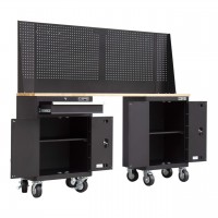 CSPS black wooden plank double cabinet 183cm W x 40cm D x 78.7cm H