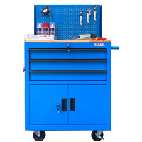Tủ dụng cụ 3 hộc kéo 2 ngăn chứa màu xanh dương kèm vách lưới Fabina