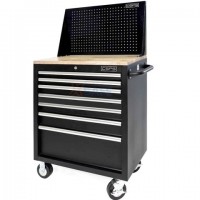 Tủ dụng cụ 7 ngăn kéo mặt ván gỗ màu đen 76cm vách lưới CSPS