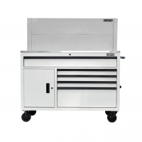 CSPS 132cm Tool Cabinet – 5 Drawers in White with White Pegboard