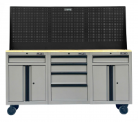 CSPS 183cm Red Tool Cabinet Set with Wooden Top and Pegboard – 09 Drawers