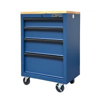 CSPS Blue Tool Cabinet 61cm with Wooden Top & FBN Casters 12cm – 4 Drawers