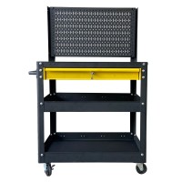 Xe đẩy 3 ngăn 1 hộc kéo vách lưới đen-vàng Fabina