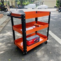 Xe đẩy 3 tầng màu cam khung đen FABINA