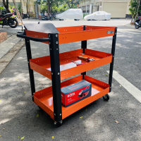 FABINA 3-tier orange trolley with black frame