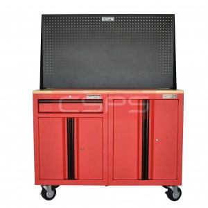 Bộ 2 Tủ dụng cụ CSPS 122cm màu đỏ mặt ván gỗ kèm vách lưới