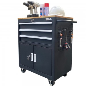 Tủ dụng cụ 3 hộc kéo 2 ngăn chứa màu đen đa năng FABINA