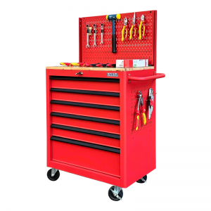 Tủ dụng cụ 6 hộc kéo màu đỏ kèm vách lưới Fabina