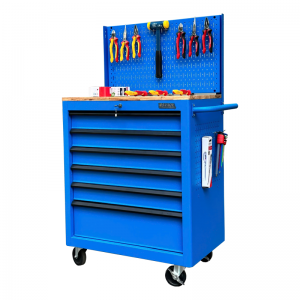 Tủ dụng cụ 6 hộc kéo màu xanh dương kèm vách lưới Fabina