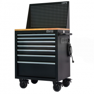 Tủ dụng cụ CSPS 76cm - 07 hộc kéo tay cầm trắng kèm ván gỗ vách lưới