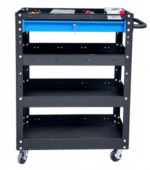 Xe đẩy 4 tầng cao 980mm màu đen hộc kéo xanh dương