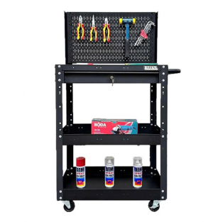 Xe đẩy cao 980mm 01 hộc kéo kèm vách lưới màu đen FABINA